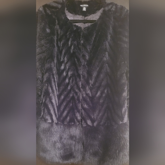 Nina Leonard Jackets & Blazers - Nina Leonard Dark Black Faux Fur